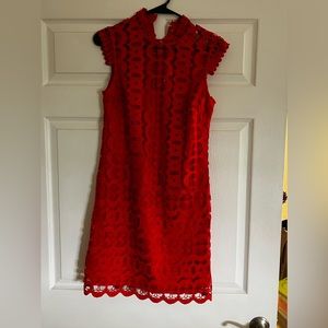 Red lace dress by Laundry! Only worn once. Perfect condition!